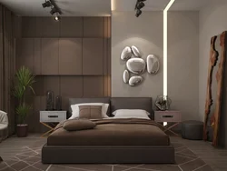 Brown gray and white in the bedroom interior