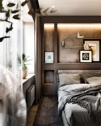 Brown gray and white in the bedroom interior