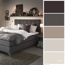 Коричневый серый и белый в интерьере спальни