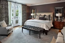 Brown gray and white in the bedroom interior
