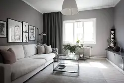 Спальня с серым диваном фото