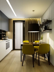 Kitchen Design For 16 Square Meters With A Balcony Exit
