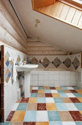 Bath floor in a wooden house photo