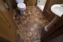 Bath floor in a wooden house photo