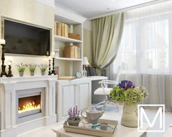 Fireplace design in an apartment 17 sq m