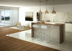Porcelain tiles in the kitchen 60 by 60 photo