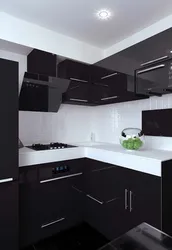 Black kitchen in the interior of Khrushchev