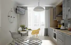 Kitchen With Balcony Design In Gray Color