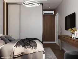 Дызайн прастакутнай спальні з гардэробнай