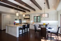 Living Room Kitchen Design With Beams