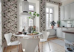 Kitchen Interior In Small Flowers