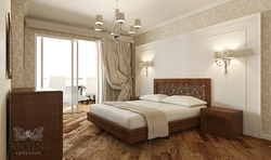 Bedroom with brown door design