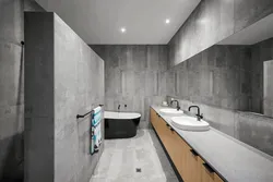 Concrete Wall In The Bathroom Interior