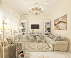 Vanilla color in the living room interior