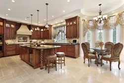 Design Of A Large Kitchen With An Exit