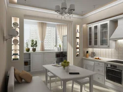 Design of a one-room apartment kitchen by the window