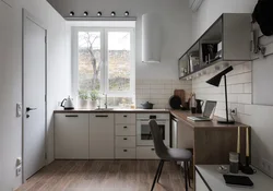 Design Of A One-Room Apartment Kitchen By The Window
