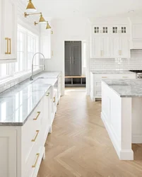 Kitchen with white floor design photo