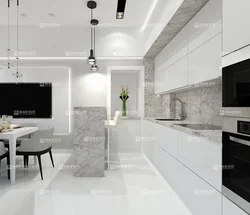 Kitchen With White Floor Design Photo