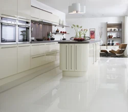 Kitchen With White Floor Design Photo