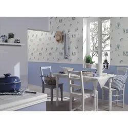 Голубые Обои С Цветами На Кухне Фото