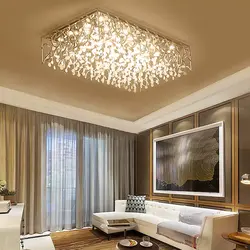 Living room ceiling design with chandelier