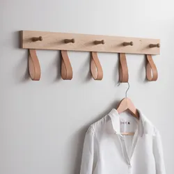 Photo of wall-mounted wooden clothes hangers in the hallway