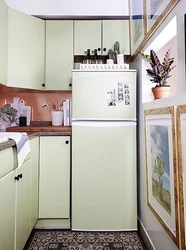 Халадзільнік у колер кухні фота