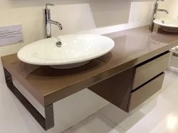 Bathroom cabinet with countertop photo