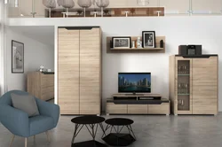 Living room interior furniture bleached oak