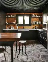 Kitchen interior dark ceiling