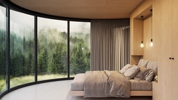 Дизайн спальни с угловым окном