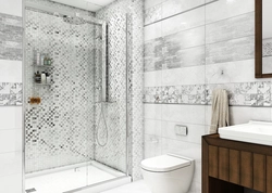 White mosaic tile in the bathroom photo