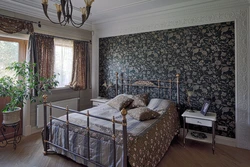 Wallpaper in the bedroom interior Provence