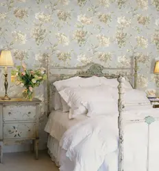 Wallpaper in the bedroom interior Provence