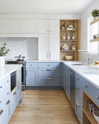 White And Blue Kitchen Photo