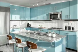 White and blue kitchen photo