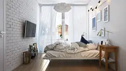 Дизайн спальни обои кирпичик