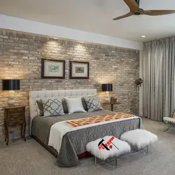 Bedroom design wallpaper brick