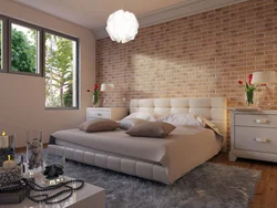 Bedroom design wallpaper brick