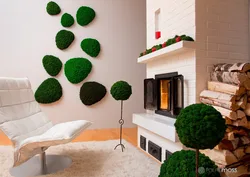 Moss Panel In The Living Room Interior