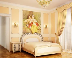Fresco above the bed in the bedroom photo
