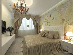 Fresco above the bed in the bedroom photo
