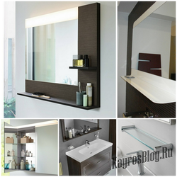 Дизайн ванных полок с зеркалом
