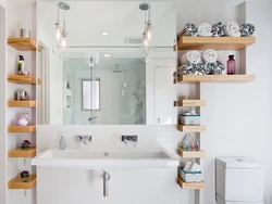 Bathroom shelf design with mirror