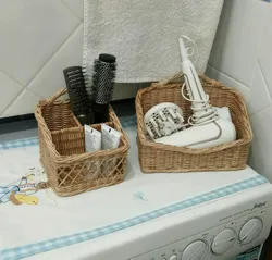 Baskets in the bathroom interior photo