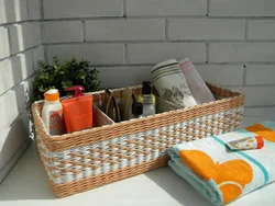 Baskets in the bathroom interior photo