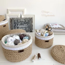 Baskets in the bathroom interior photo