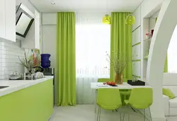 Kitchen With Green Wallpaper Design Photo