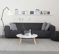 Graphite Sofa In The Living Room Interior